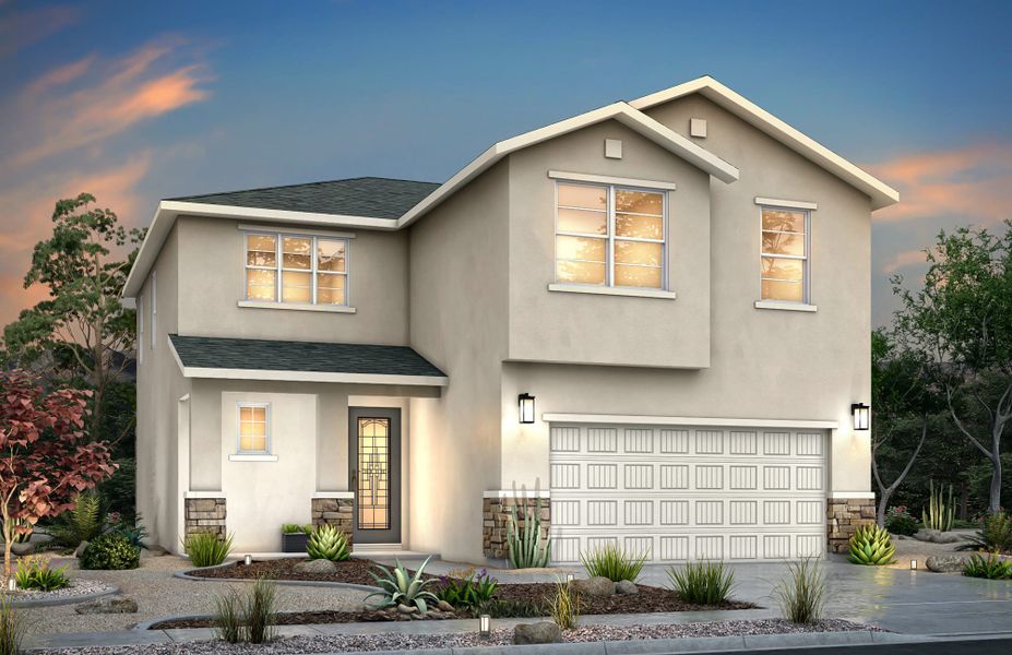 Representative exterior photo of a completed home built from the Winfield by View Homes in Summer Sky, El Paso, TX (Image 1). Representative exterior photo of a completed home built from the Winfield by View Homes in Summer Sky, El Paso, TX (Image 1).