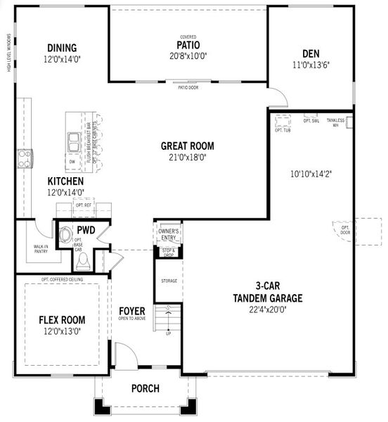 2D floor plan layout for the Revere by Mattamy Homes in Montelena, Marana, AZ (Image 4).