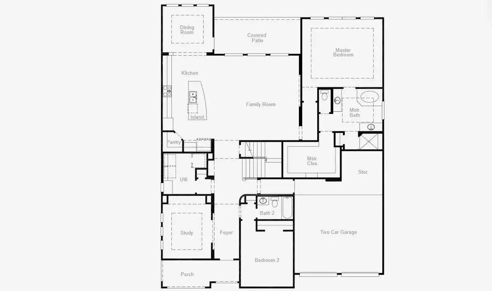 2D floor plan layout for the Eagle Mountain II by Coventry Homes in South Pointe 65', Mansfield, TX (Image 3).
