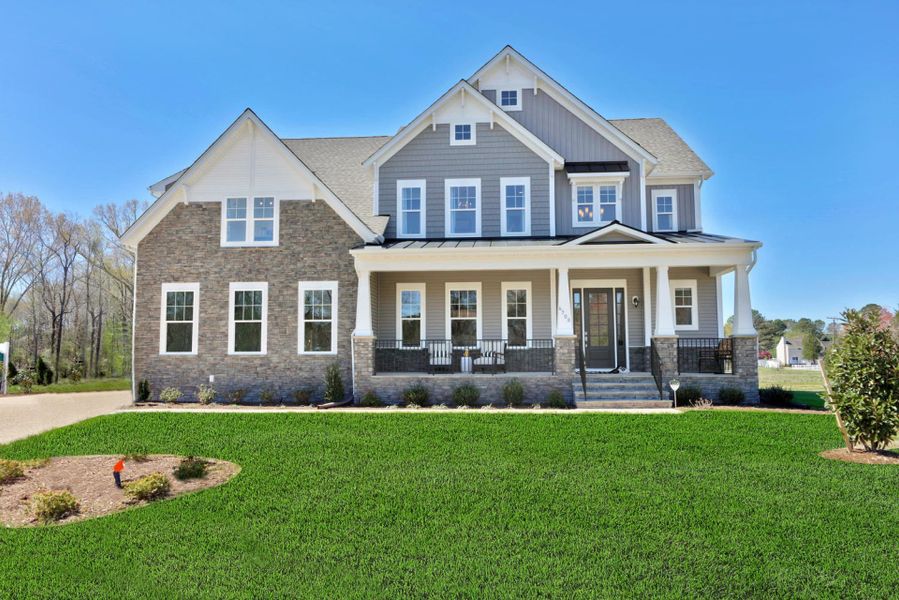 Representative exterior photo of a completed home built from the Buckingham by HHHunt Homes LLC in The Summit at Morgan Ridge, Chapel Hill, NC (Image 1). Representative exterior photo of a completed home built from the Buckingham by HHHunt Homes LLC in The Summit at Morgan Ridge, Chapel Hill, NC (Image 1).