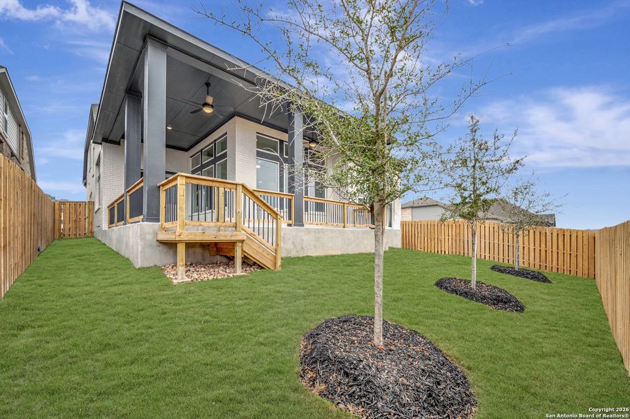 Exterior details and patio area of a home in Windsong - Reserve Series, Boerne (Image 27).