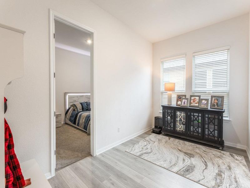This shared living space between two bedrooms is ideal for a kids’ game room, homework lounge, or a work-from-home zone that can change as your needs do.