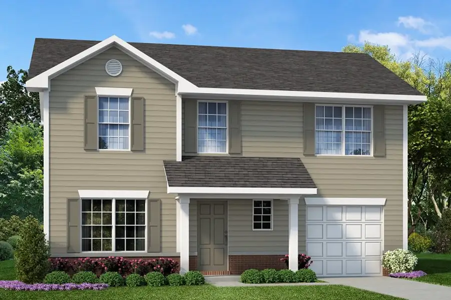 Front exterior of a new home in Grand Reserve, Hinesville, GA, highlighting curb appeal (Image 1). Front exterior of a new home in Grand Reserve, Hinesville, GA, highlighting curb appeal (Image 1).