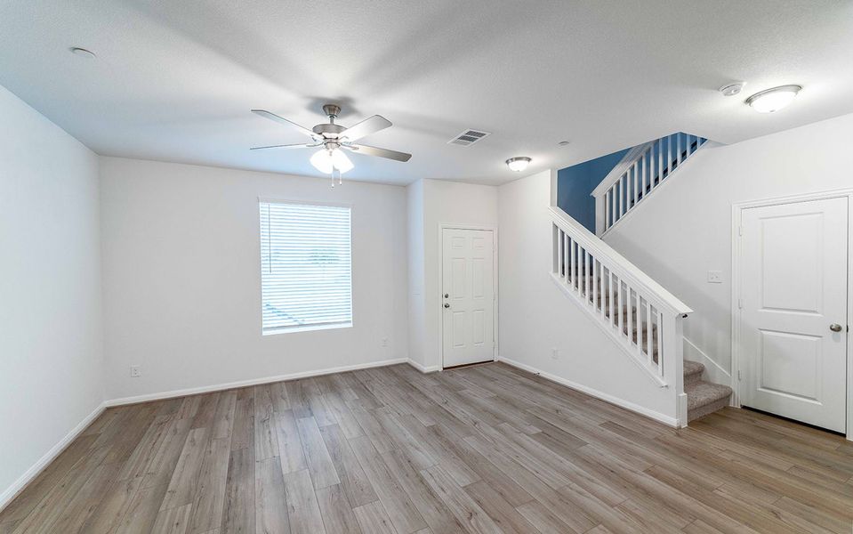 Spacious, unfurnished interior of a new home in Municipal Drive Townhomes, Leander (Image 11). Spacious, unfurnished interior of a new home in Municipal Drive Townhomes, Leander (Image 11).