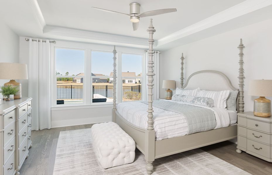 Owner's Suite with tray ceilings and large windows bringing in natural sunlight. Owner's Suite with tray ceilings and large windows bringing in natural sunlight.