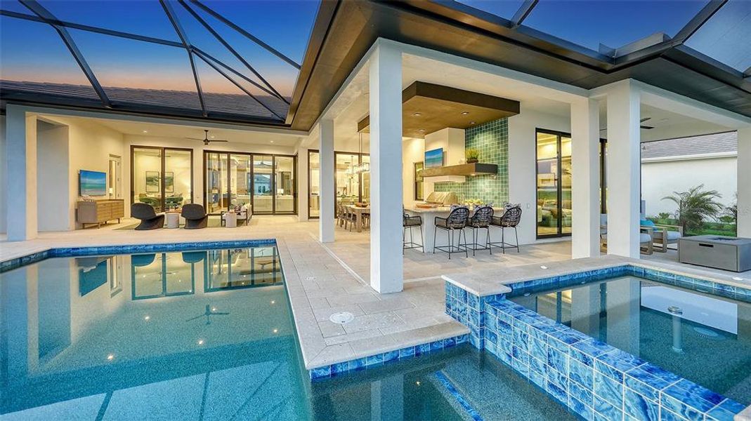 Exterior details and patio area of a home in Wild Blue at Waterside, Sarasota (Image 45).