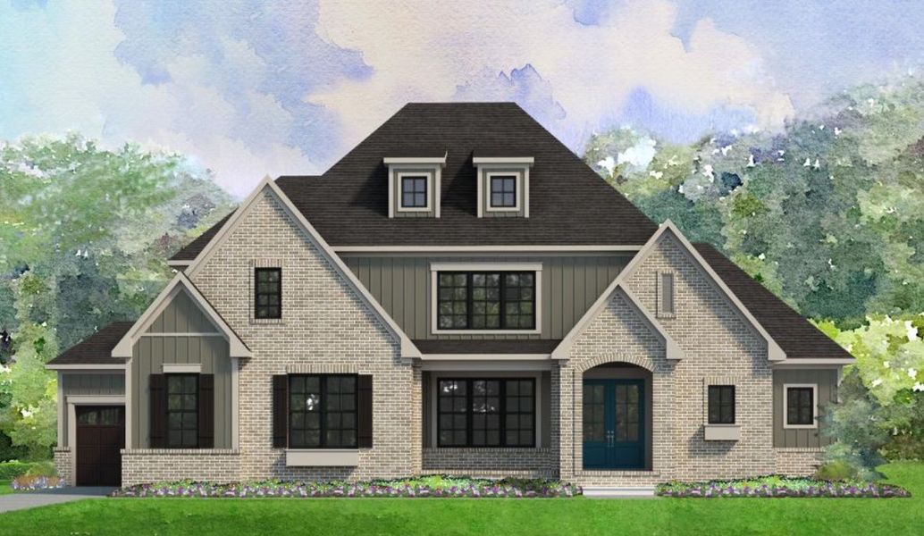 Exterior rendering of this home design in Saddlehorn, Troutman, NC (Image 2). Exterior rendering of this home design in Saddlehorn, Troutman, NC (Image 2).