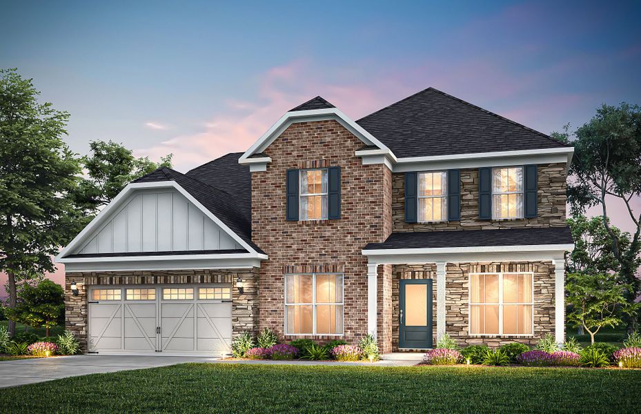 Representative exterior photo of a completed home built from the Riverton by Pulte Homes in Riversprings, Dacula, GA (Image 33).