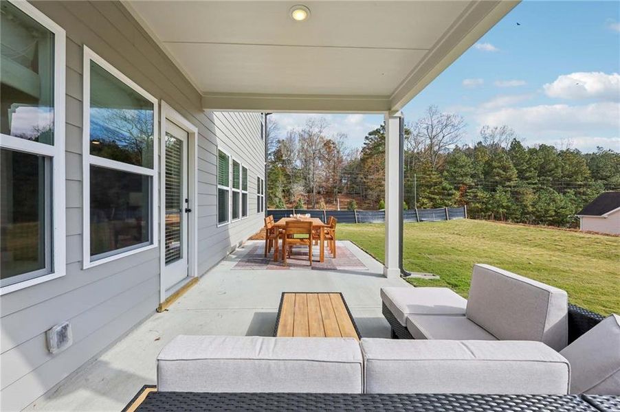 Exterior details and patio area of a home in Arbors at Richland Creek, Buford (Image 25). Exterior details and patio area of a home in Arbors at Richland Creek, Buford (Image 25).