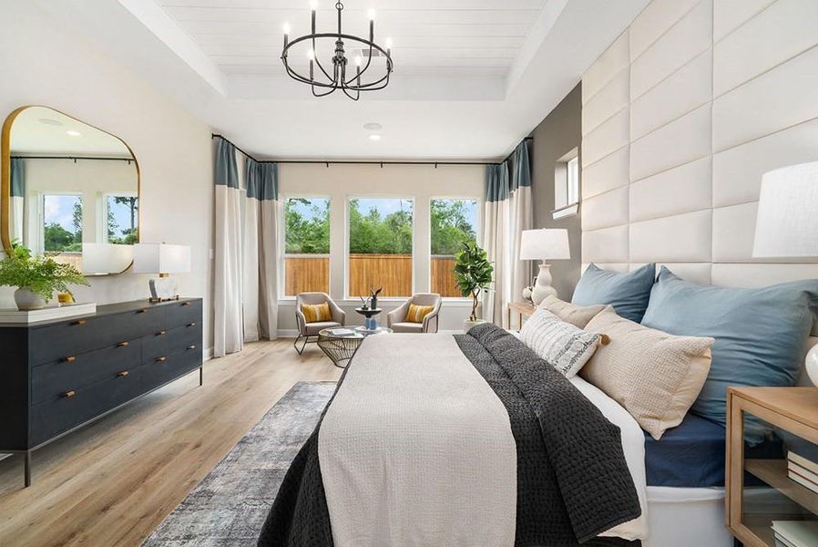 EXAMPLE PHOTO:  Spacious Master bedroom with high ceilings and lots of windows!