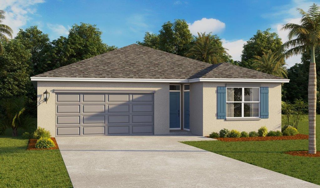 Representative exterior photo of a completed home built from the Lakeside by D.R. Horton in Lake Deer Estates, Poinciana, FL (Image 21).