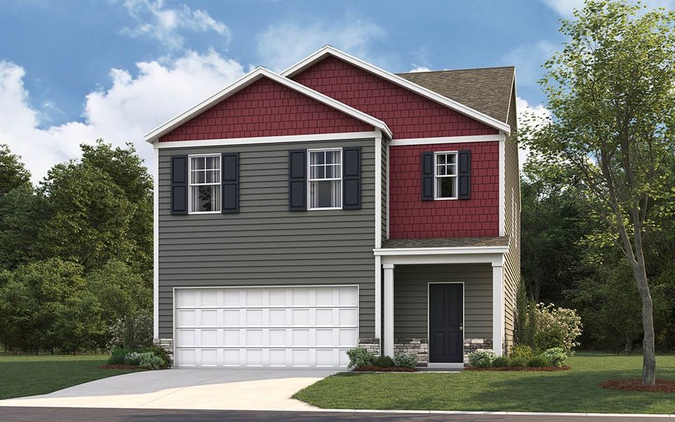 Representative exterior photo of a completed home built from the Robie by D.R. Horton in Hawk's Ridge, Rossville, GA (Image 2). Representative exterior photo of a completed home built from the Robie by D.R. Horton in Hawk's Ridge, Rossville, GA (Image 2).