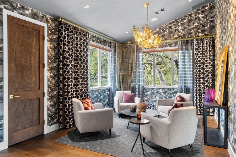 The flex room brings pattern &play to life, wrapped in layered Harlequin wallpapers that transport you beyond the everyday.