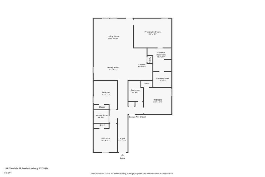 2D floor plan layout of this home in Friendship Oaks, Fredericksburg, TX (Image 3).