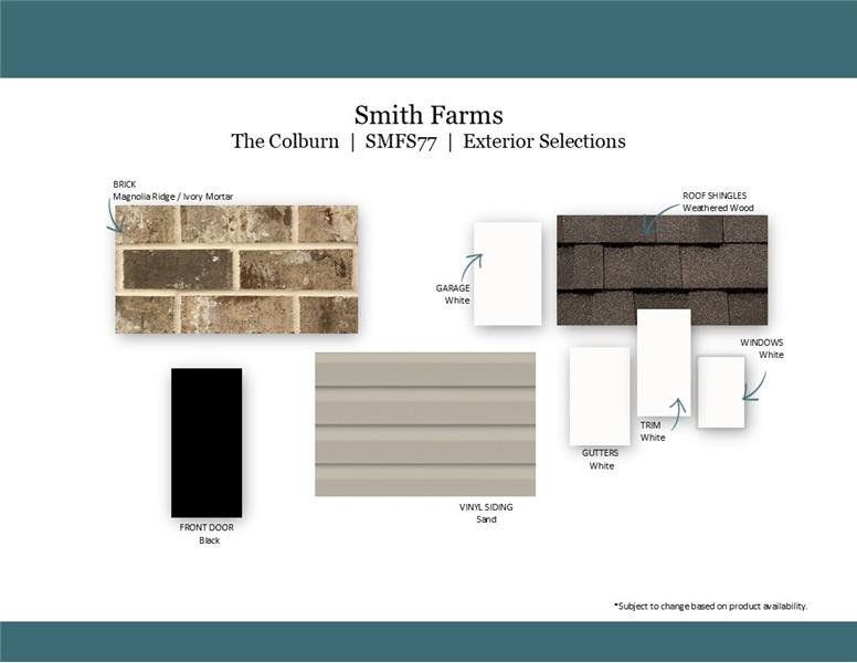 Sample of building materials used in homes in Smith Farms, Murfreesboro (Image 47).