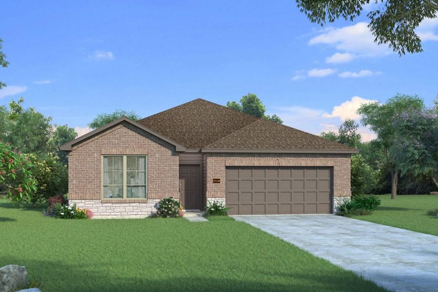 Representative exterior photo of a completed home built from the Basswood II Mustang Meadows 50s by Brohn Homes in Mustang Meadows, Waller, TX (Image 9).