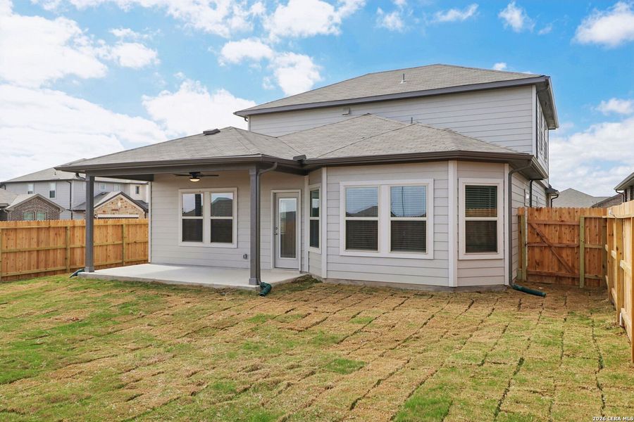 Exterior details and patio area of a home in Legendary Trails - Premier Series, Cibolo (Image 28).