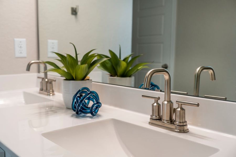 Dual-sink vanity at primary bath Dual-sink vanity at primary bath
