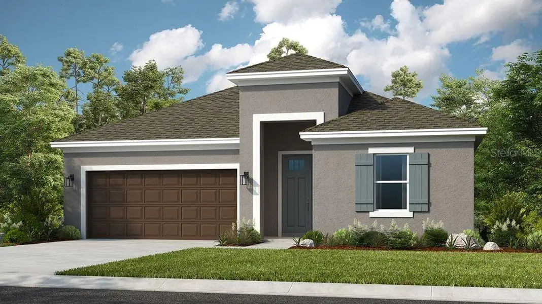 Front exterior of a new home in Coasterra Community Group Page, Palmetto, FL, highlighting curb appeal (Image 1). Front exterior of a new home in Coasterra Community Group Page, Palmetto, FL, highlighting curb appeal (Image 1).