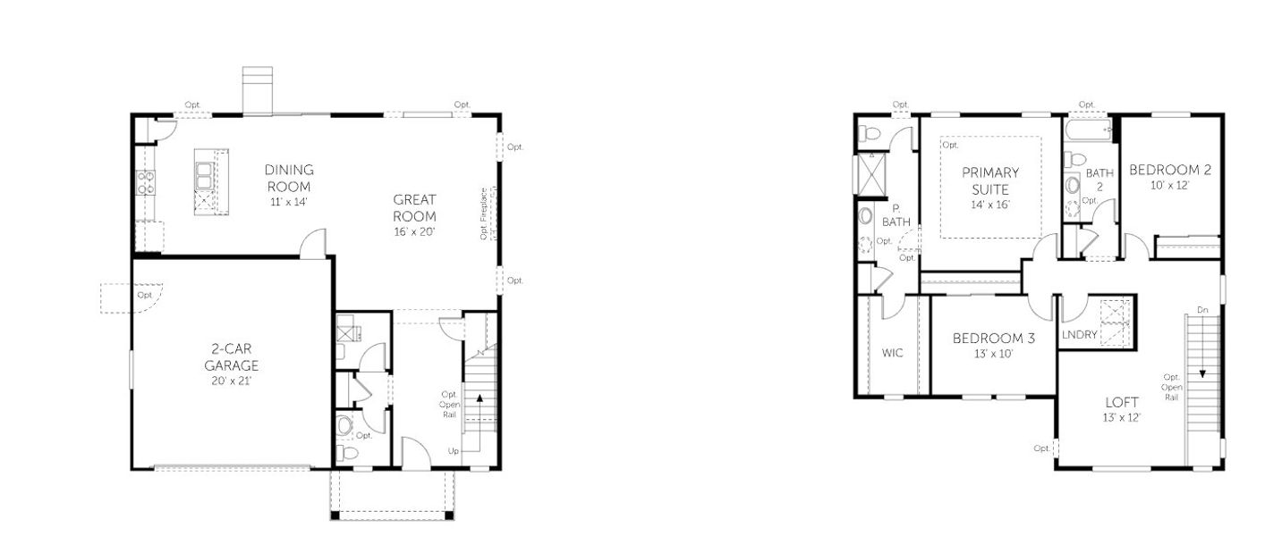 2D floor plan layout for the Antero - Single Family Homes by Dream Finders Homes in Wolf Creek Run, Strasburg, CO (Image 3).