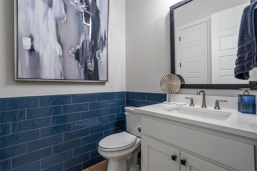 No half bath is complete without custom wall tile