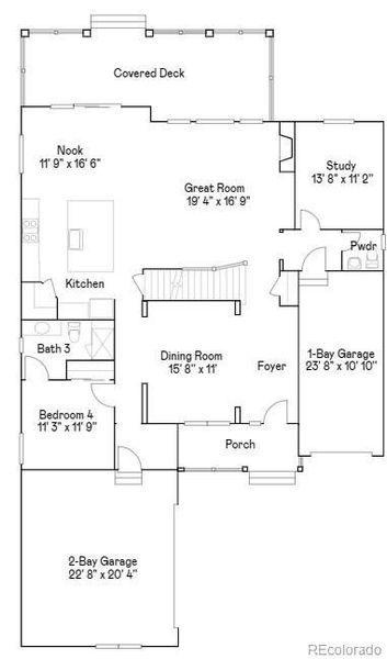 2D floor plan layout of this home in Willow Bend: The Grand Collection, Thornton, CO (Image 2).