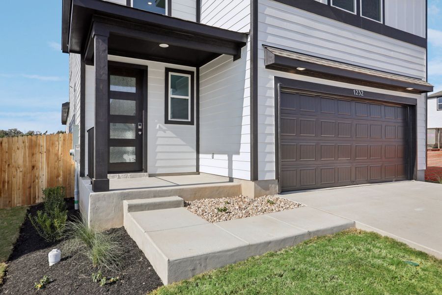 A house with a garage.