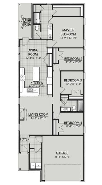 2D floor plan layout for the Everglades II J by DSLD Homes in Crescent and Symphony at Hammock Bay, Freeport, FL (Image 2).