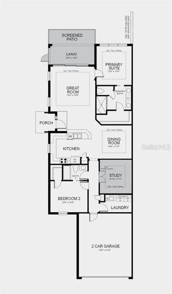 Structural options added: tray ceilings, study, extended screened patio.