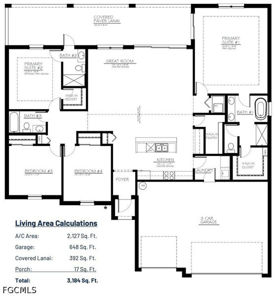 2D floor plan layout of this home in Cape Coral, Cape Coral, FL (Image 5).