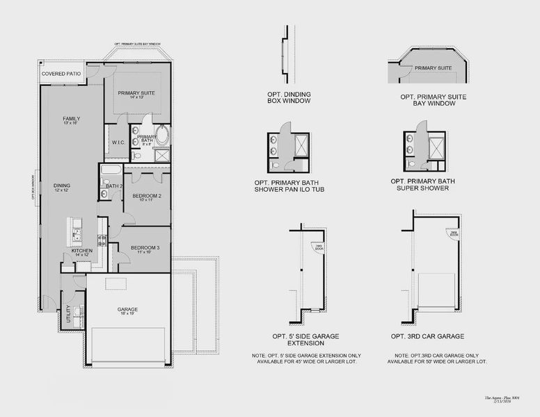 2D floor plan layout for the The Aspen by Legend Homes in Hunters Ranch, San Antonio, TX (Image 3).