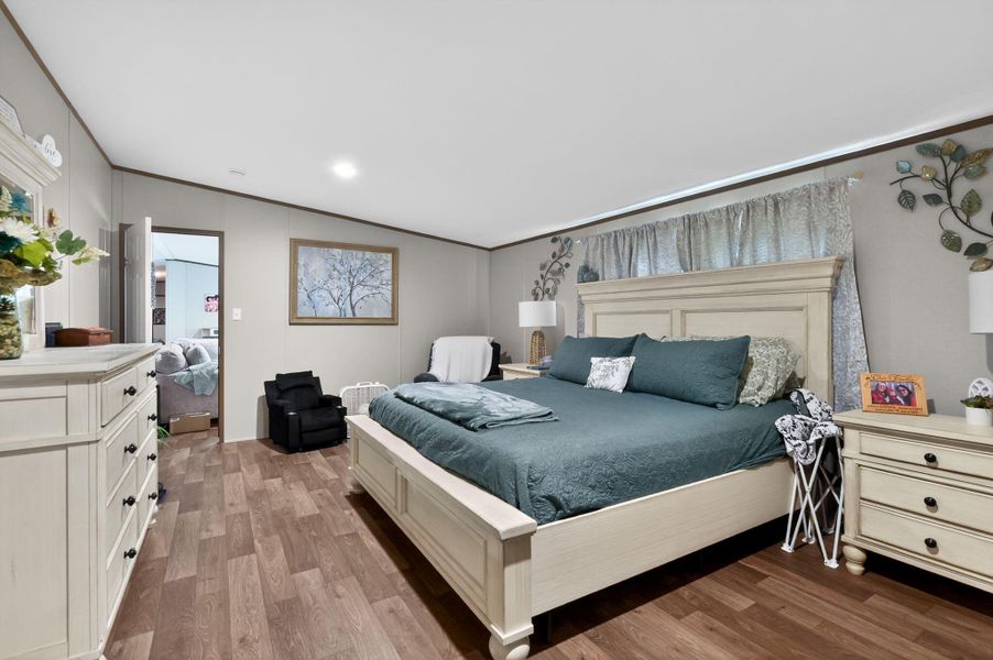 Primary Bedroom is plenty big for your king size bed