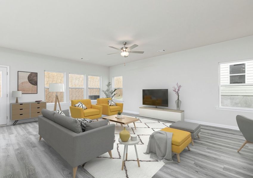 Move freely within the downstairs entertainment area