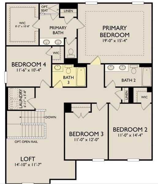 2D floor plan layout of this home in Langston Reserve, Cartersville, GA (Image 4).