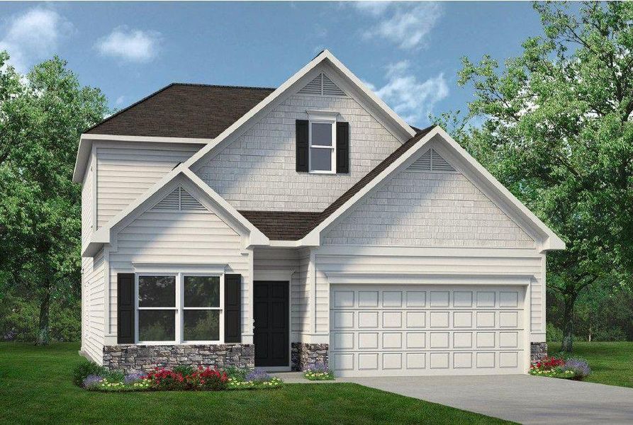 Front exterior of a new home in Fair Oak, Calhoun, GA, highlighting curb appeal (Image 1). Front exterior of a new home in Fair Oak, Calhoun, GA, highlighting curb appeal (Image 1).