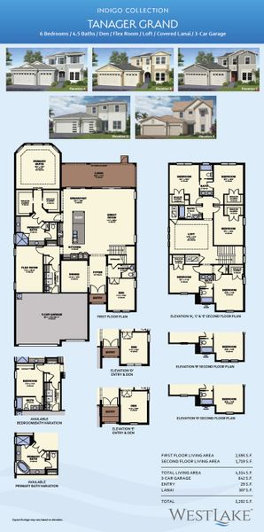 2D floor plan layout for the Tanager Grand by Minto Communities in Westlake, Loxahatchee, FL (Image 3).