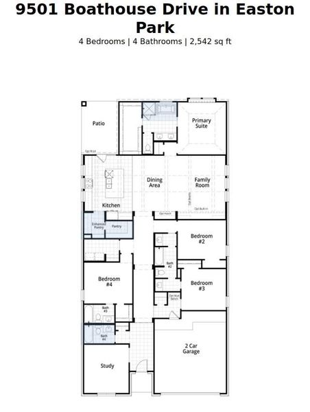 2D floor plan layout of this home in Easton Park, Austin, TX (Image 3). 2D floor plan layout of this home in Easton Park, Austin, TX (Image 3).