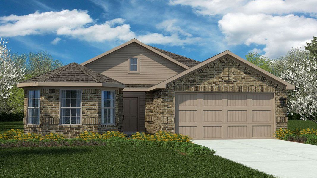 Front exterior of a new home in Rosewood at Beltmill, Fort Worth, TX, highlighting curb appeal (Image 1). Front exterior of a new home in Rosewood at Beltmill, Fort Worth, TX, highlighting curb appeal (Image 1).