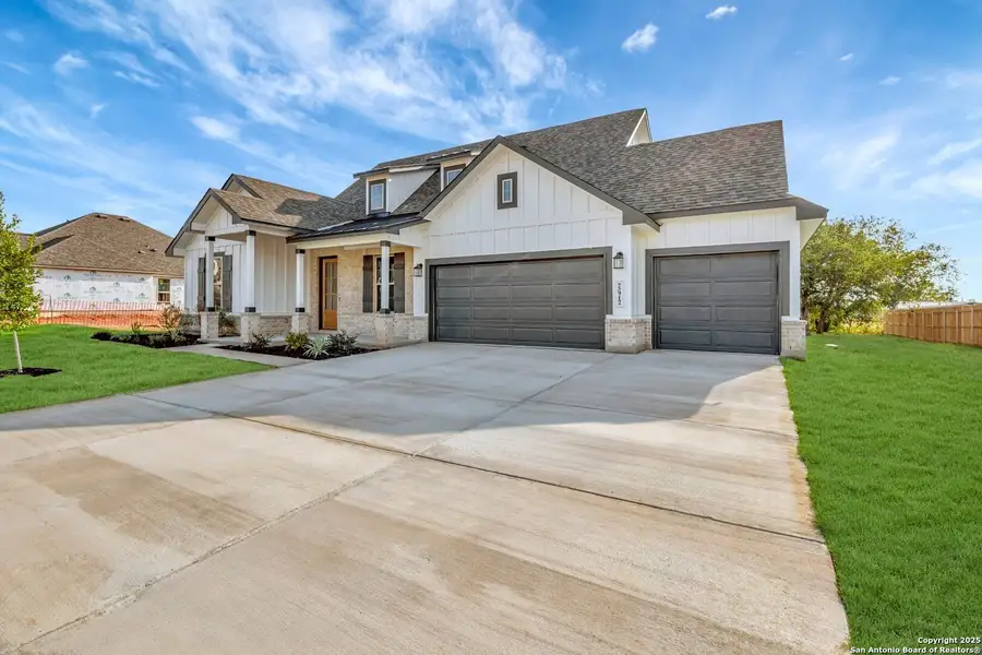 Front exterior of a new home in Preserve at Annabelle Ranch, San Antonio, TX, highlighting curb appeal (Image 2). Front exterior of a new home in Preserve at Annabelle Ranch, San Antonio, TX, highlighting curb appeal (Image 2).