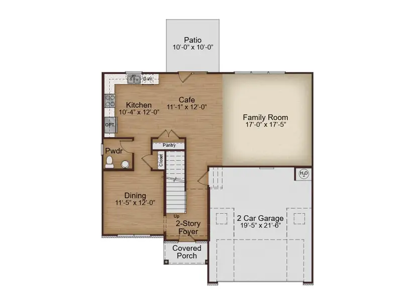 2D floor plan layout for the Colehill by McKinley Homes in Oakhill Estates, Adairsville, GA (Image 3).