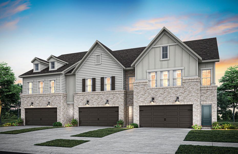 Front exterior of a new home in Adler Springs, Powder Springs, GA, highlighting curb appeal (Image 1). Front exterior of a new home in Adler Springs, Powder Springs, GA, highlighting curb appeal (Image 1).
