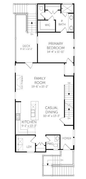 2D floor plan layout for the Beresford - Single Family Homes by Dream Finders Homes in Heron Preserve, Hanahan, SC (Image 4).