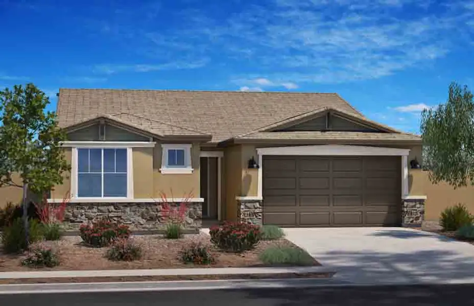 Representative exterior photo of a completed home built from the 2138 by Homes by Towne in Ryder Ranch, Surprise, AZ (Image 5). Representative exterior photo of a completed home built from the 2138 by Homes by Towne in Ryder Ranch, Surprise, AZ (Image 5).