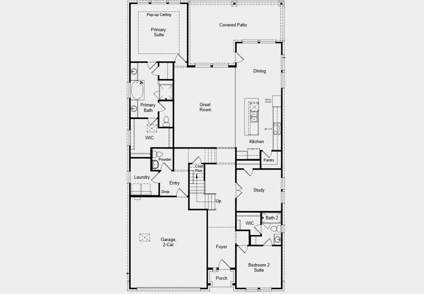 2D floor plan layout for the Anderson by Taylor Morrison in Village Grove, Dripping Springs, TX (Image 4).