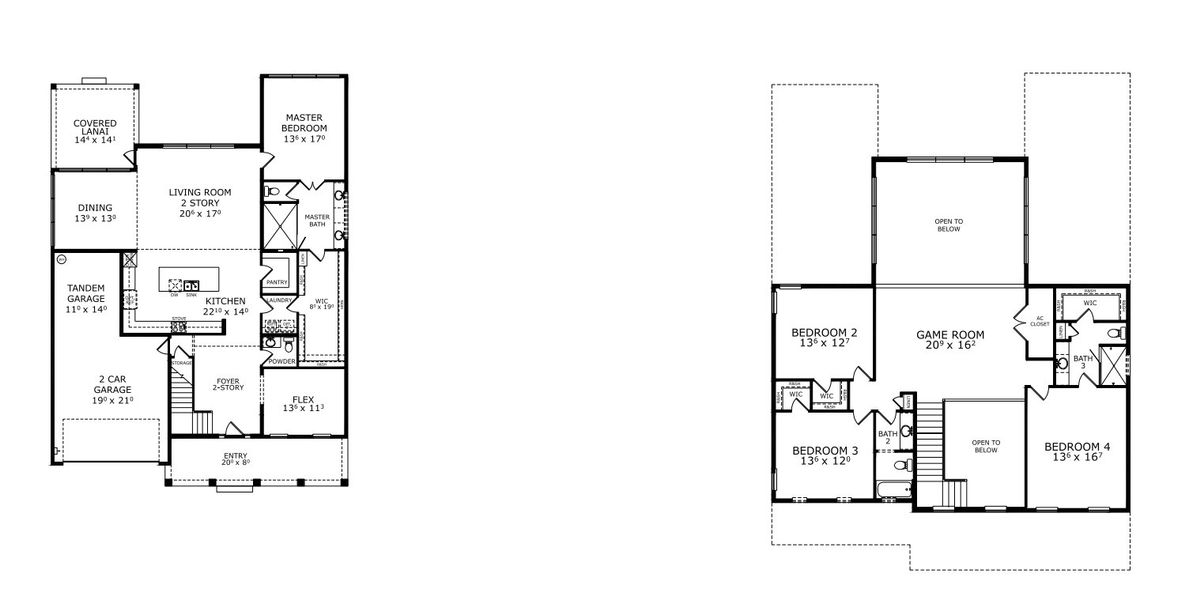 2D floor plan layout for the Jennings by ICI Homes in Weslyn Park at Sunbridge, St. Cloud, FL (Image 3).
