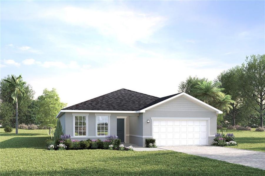 Front exterior of a new home in The Crossings, St. Cloud, FL, highlighting curb appeal (Image 1). Front exterior of a new home in The Crossings, St. Cloud, FL, highlighting curb appeal (Image 1).