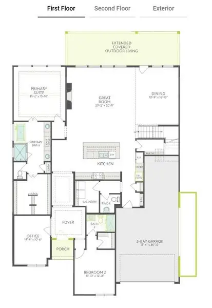 2D floor plan layout of this home in Cross Creek Ranch 65′, Fulshear, TX (Image 2).