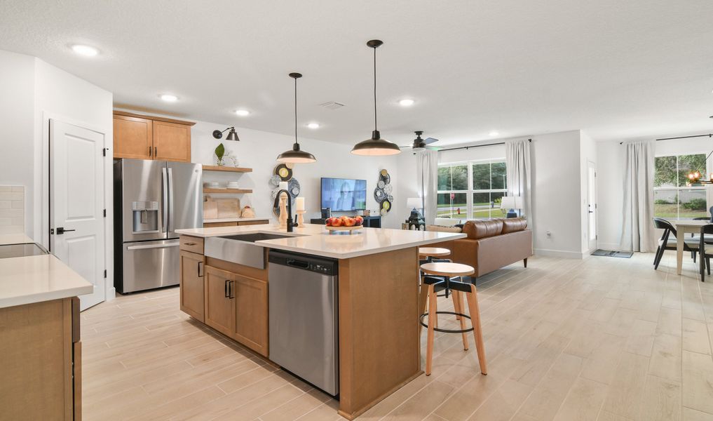 Kitchen with pendant lighting