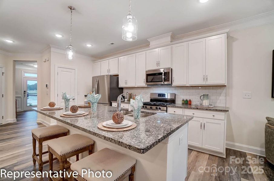 Spacious Kitchen will feature White Counters, White Cabinets and Black Hardware