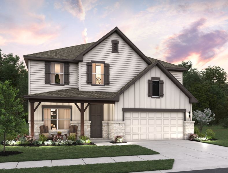 Representative exterior photo of a completed home built from the Gage by Ashton Woods in Saddlebrook Ranch, Schertz, TX (Image 23).
